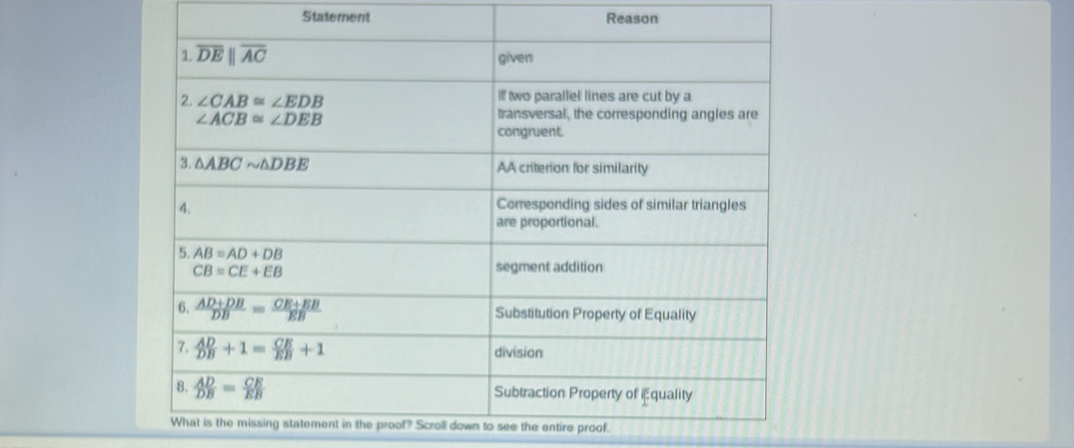 Statement Reason
proof? Scroll down to see the entire proof.