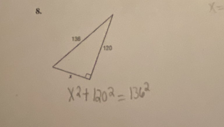 x=
x^2+120^2=136^2