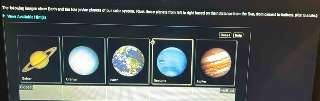 Solved: The following images show Earth and the four jovian planets of ...