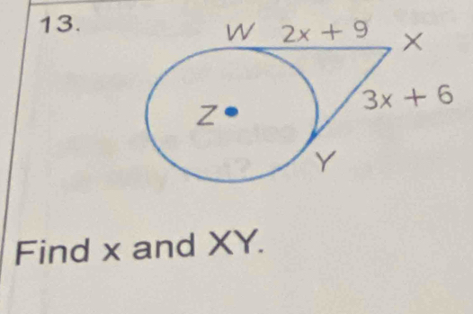 Find x and XY.