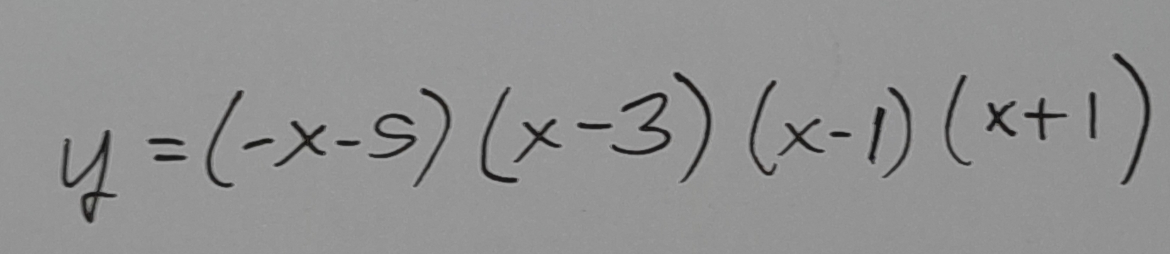 y=(-x-5)(x-3)(x-1)(x+1)