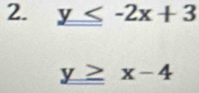 y≤ -2x+3
y≥ x-4