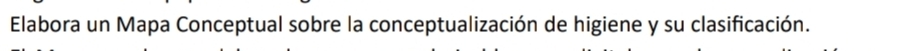 Elabora un Mapa Conceptual sobre la conceptualización de higiene y su clasificación.