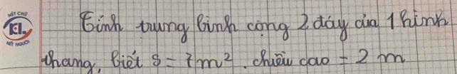 Eing tung linth cong Z day dg Think 
thang, Biet s=7m^2 chuāi co =2m