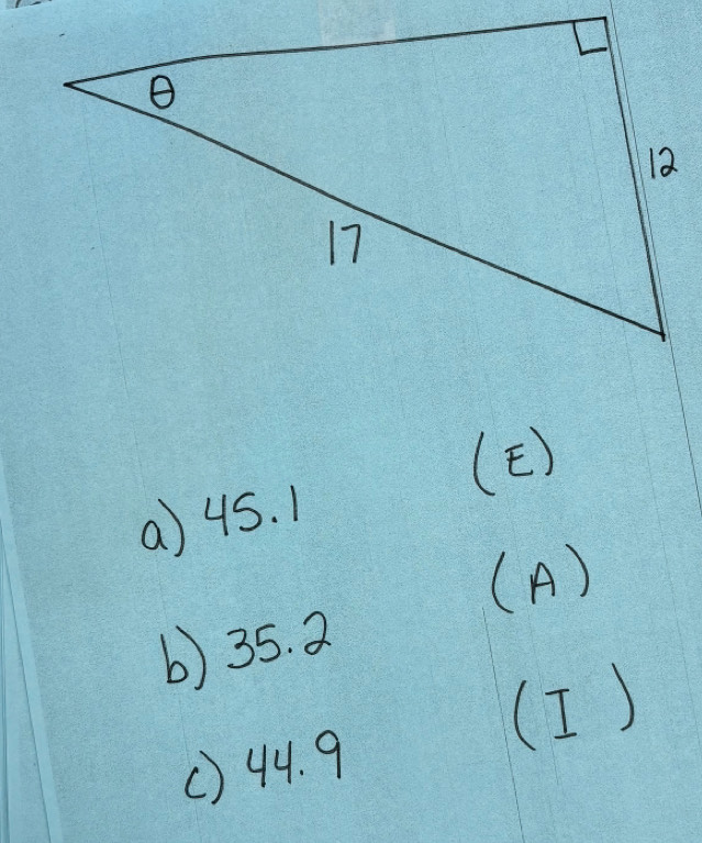 (E)
() 45. 1
(A)
b) 35. 2
(I)
() 44. 9