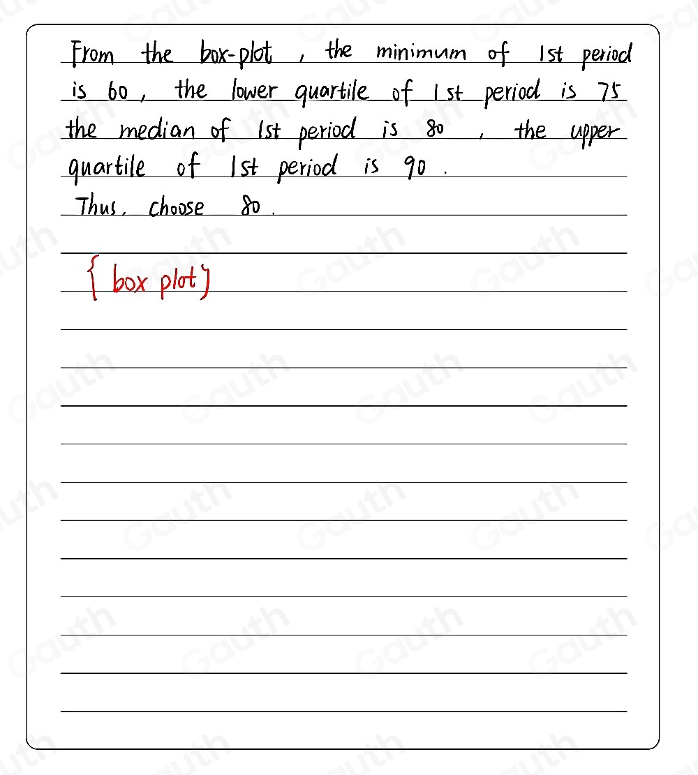 Solved: Test Scores 1st Period The median for Test Scores for 1st ...