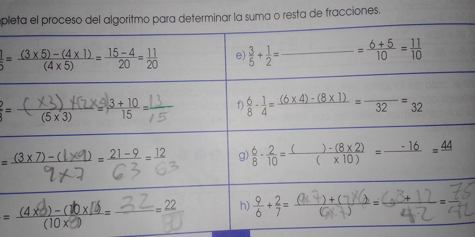 plsuma o resta de fracciones.
 2/3 = 2/3 =
=
=