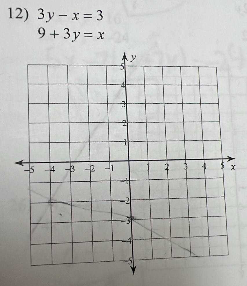 3y-x=3
9+3y=x