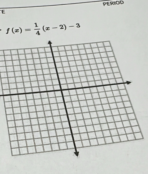 PERIOD 
E
f(x)= 1/4 (x-2)-3