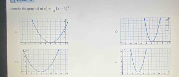 Identify the graph ol n(x)= 1/3 (x-6)^2.