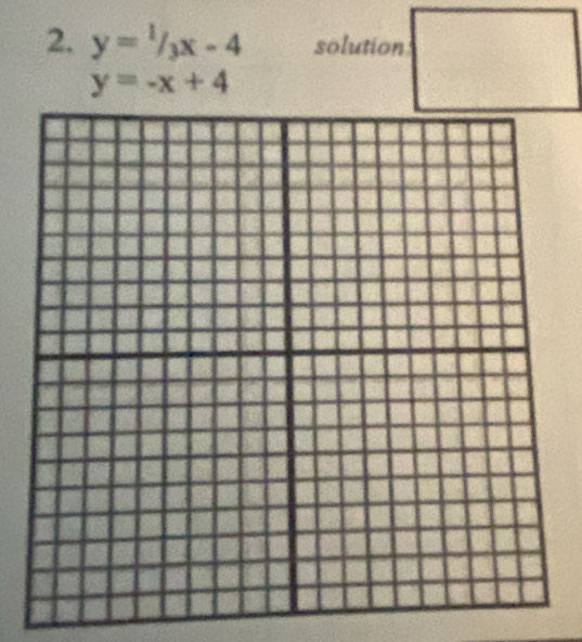 y=^1/_3x-4 solution
y=-x+4