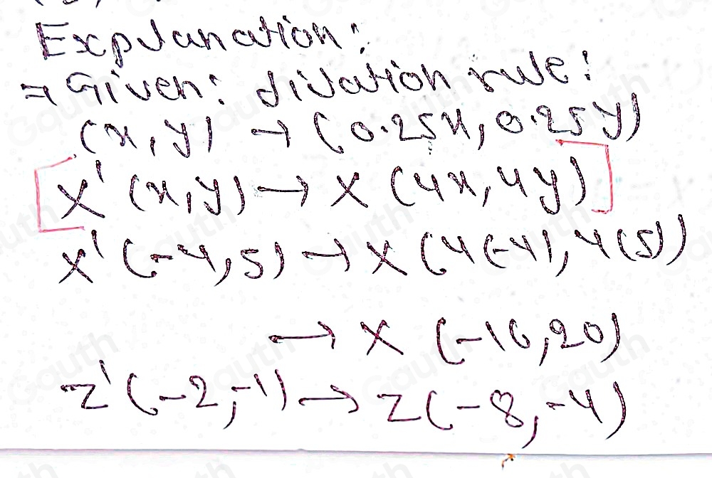 Solved: Identifying Vertices of the Pre-Image of a Dilation Triangle ...