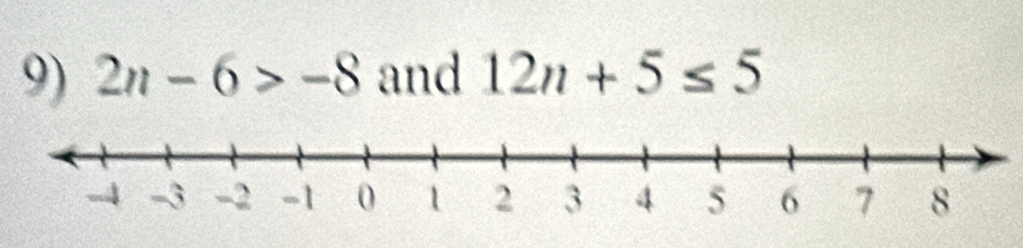 2n-6>-8 and 12n+5≤ 5