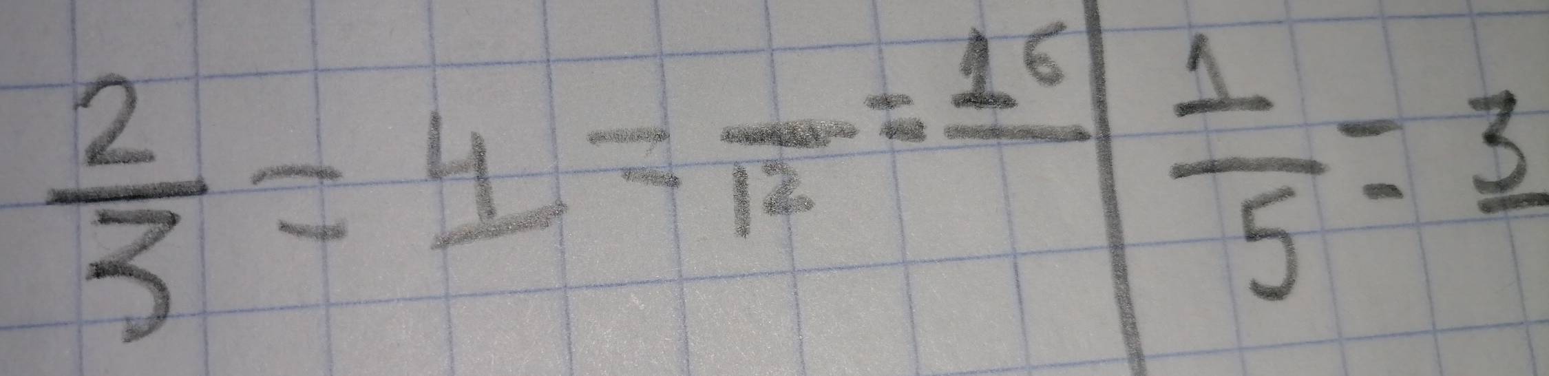  2/3 =4=frac 12=frac 16| 1/5 =frac 3