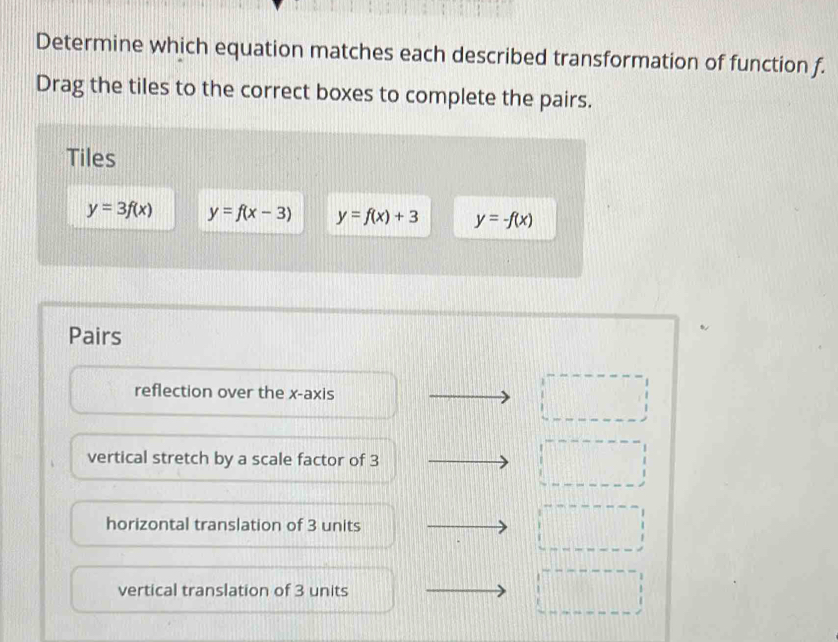 Solved: Determine which equation matches each described transformation ...