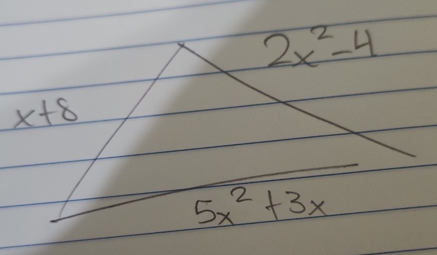 2x^2-4
x+8
5x^2+3x