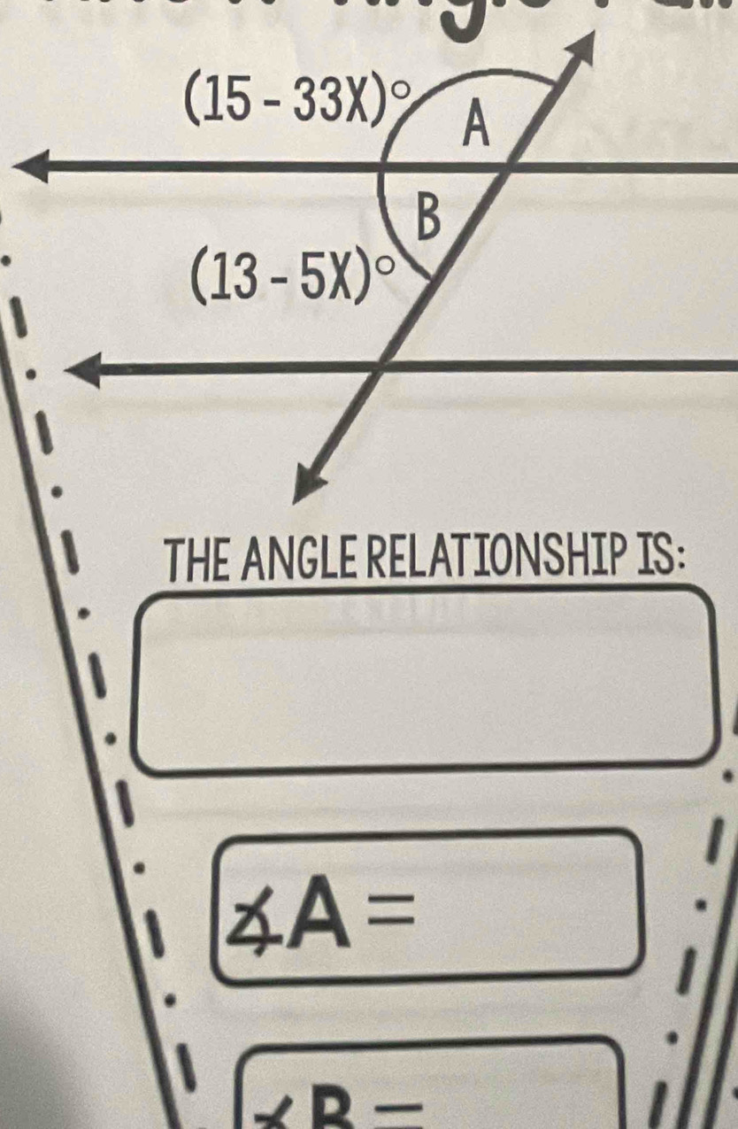 THE ANGLE RELATIONSHIP IS:
∠ A=
* R=