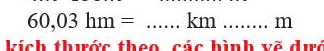 60,03hm=...km.... __ m
0.38=frac  
kích thước theo, các hình vẽ dực