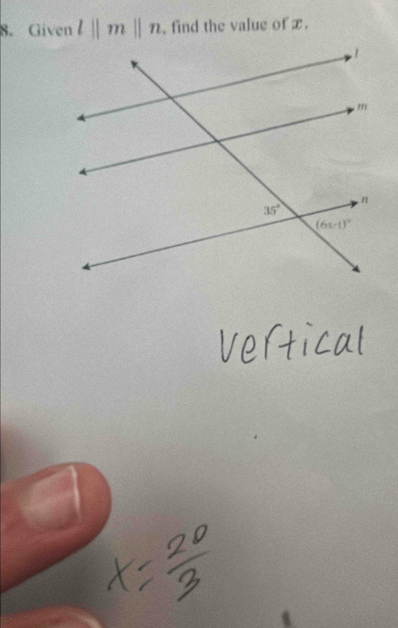 Given l||m||n , find the value of x.