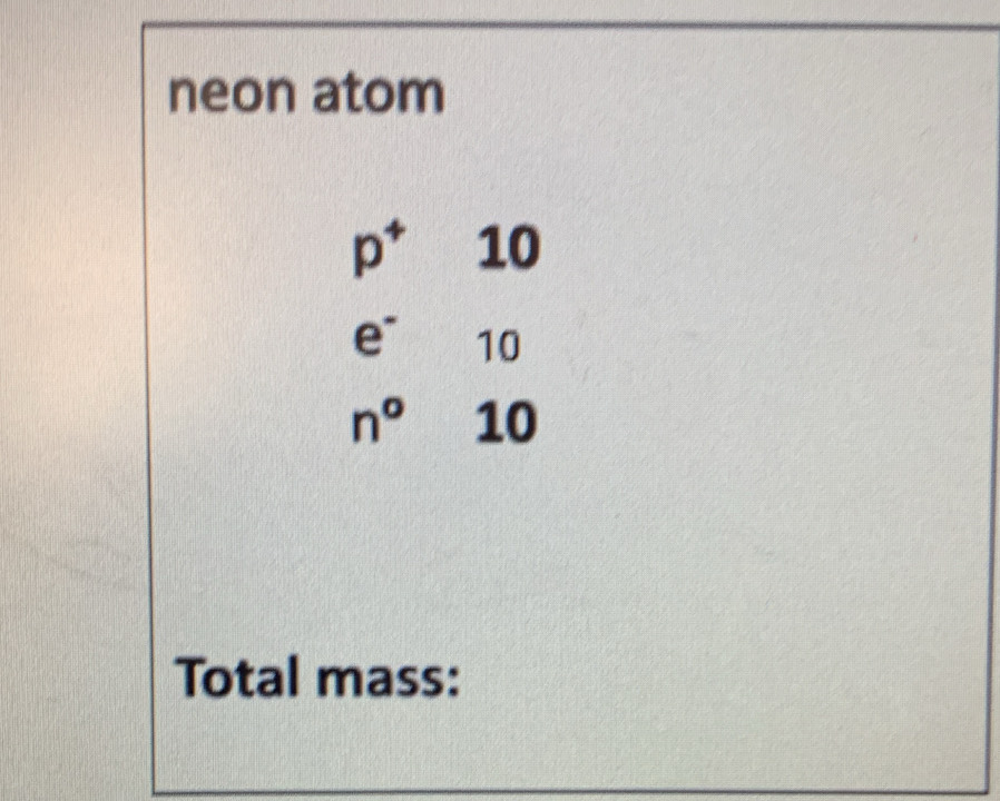 neon atom
Total mass: