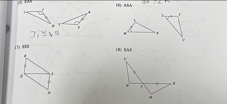 SAS 
16) ASA 
17) SSS 
18) SAS 
R 
= 
2 s 
D