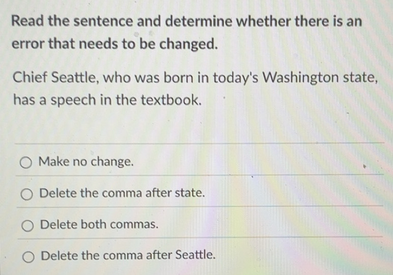 Solved: Read the sentence and determine whether there is an error that ...