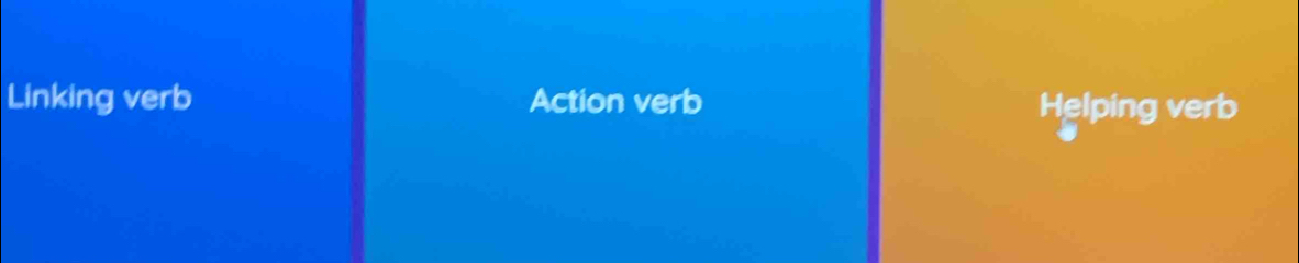 Linking verb Action verb Helping verb