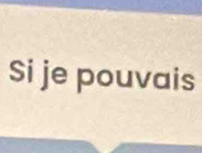 Si je pouvais