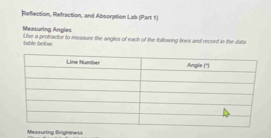 Solved: Reflection, Refraction, and Absorption Lab (Part 1) Measuring ...