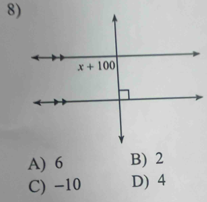 A) 6
B) 2
C) -10
D) 4