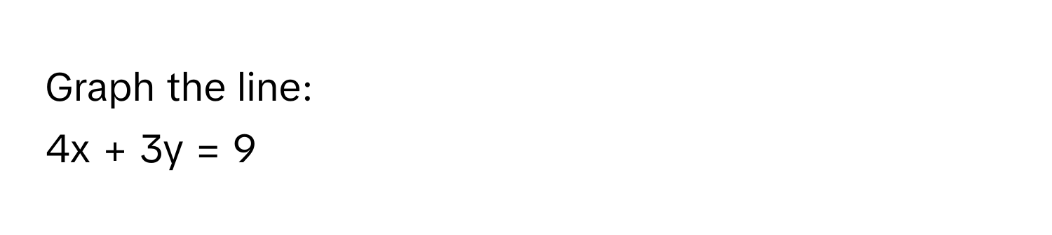 Graph the line: 
4x + 3y = 9