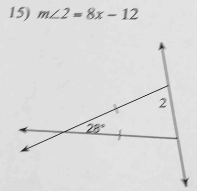 m∠ 2=8x-12