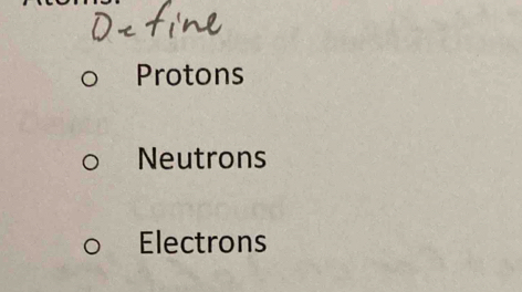 Protons
Neutrons
Electrons