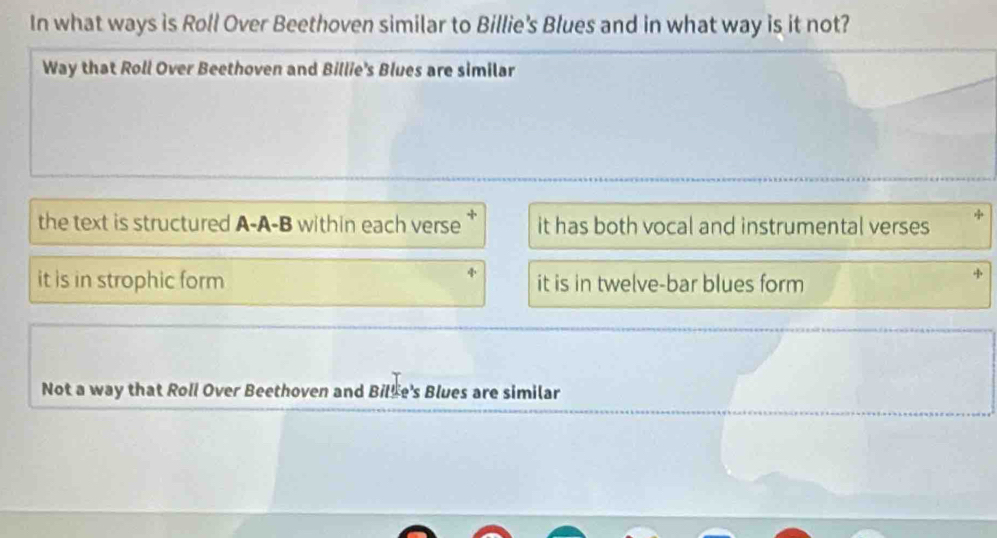 Solved: In what ways is Roll Over Beethoven similar to Billie's Blues ...