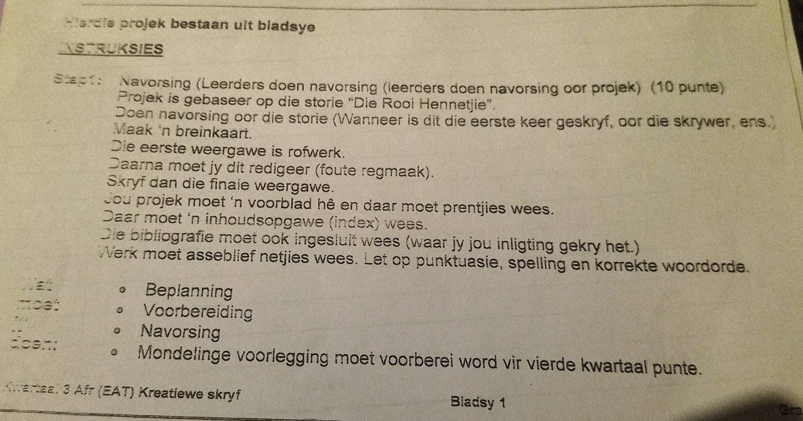 Solved: Hierdie projek bestaan uit bladsye Instruksies Stap1: Navorsing ...