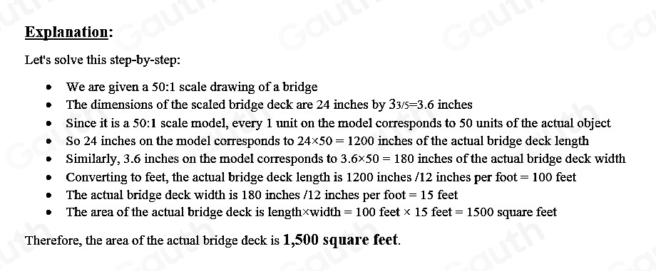 Solved: An engineer has a 50 1:1 scale drawing of a bridge. The ...