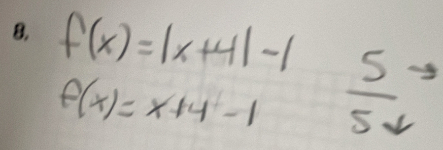 f(x)=|x+4|-1  s/sdownarrow  
f(x)=x+4-1