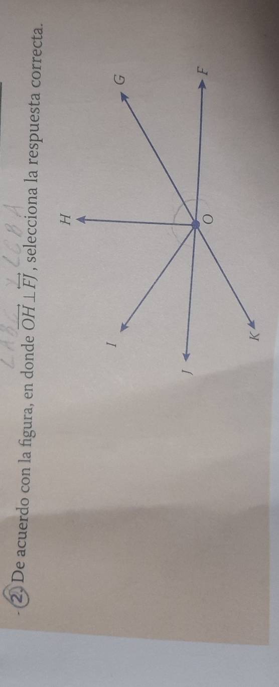 ②. De acuerdo con la figura, en donde OH⊥ FJ , selecciona la respuesta correcta.