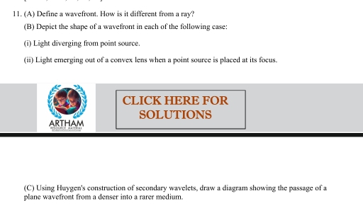 Solved: Define a wavefront. How is it different from a ray? (B) Depict ...