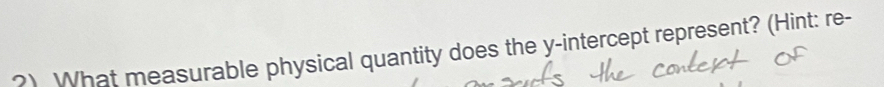 ?) What measurable physical quantity does the y-intercept represent? (Hint: re-