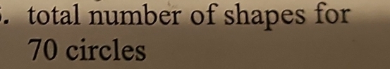 total number of shapes for
70 circles