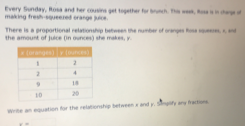 Solved: Every Sunday, Rosa and her cousins get together for brunch ...