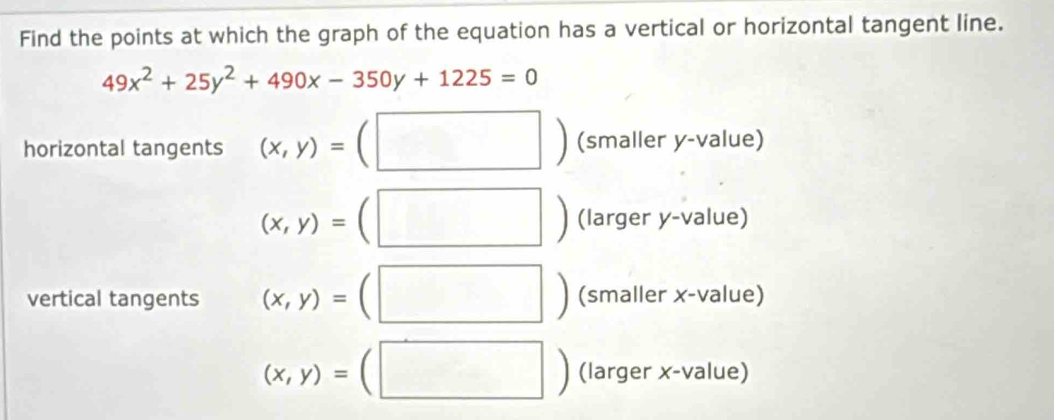 Solved: Find the points at which the graph of the equation has a ...