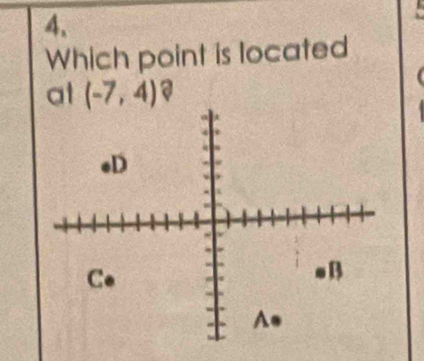 Which point is located
at (-7,4) a