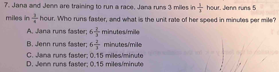 Solved: Jana and Jenn are training to run a race. Jana runs 3 miles in ...