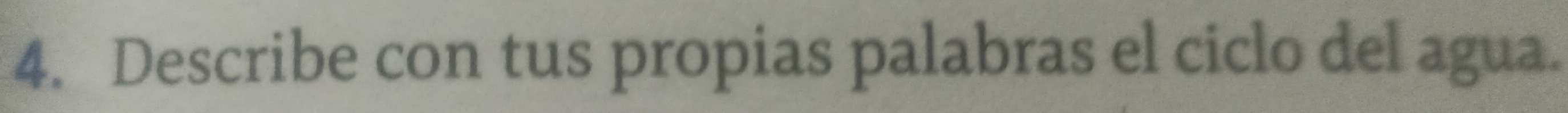 Describe con tus propias palabras el ciclo del agua.