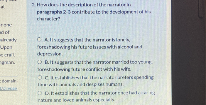 Solved: at 2. How does the description of the narrator in paragraphs 2 ...