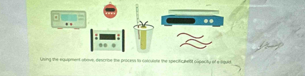 Using the equipment above, describe the process to calculate the specific heat capacity of a tiquid.