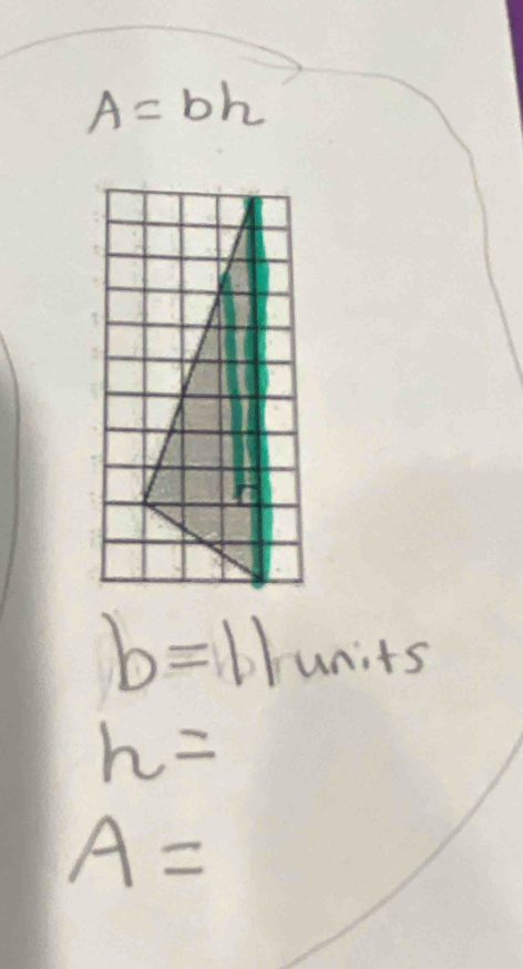 A=bh
b=11units
h=
A=