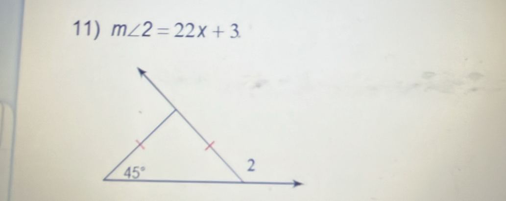 m∠ 2=22x+3